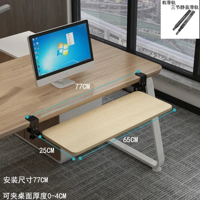 Clamp-On Keyboard Tray Ergonomic Sliding Under Desk Platform Retractable Keyboard Drawer for Computer Desk Office Organizer
