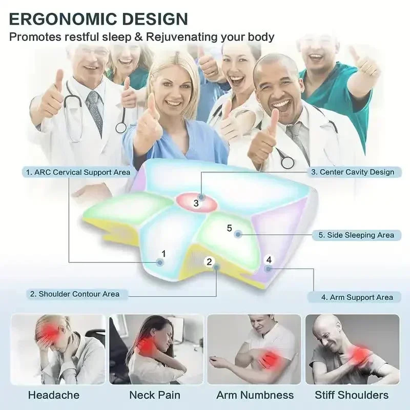 1pc Memory Foam Cervical Pillow Neck Protection Slow Rebound Memory Pillow Butterfly Shaped Cervical Neck Sleep care healthy