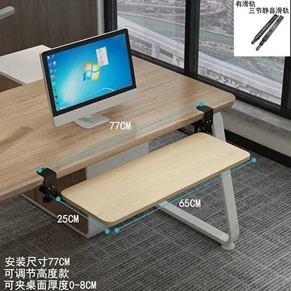 Clamp-On Keyboard Tray Ergonomic Sliding Under Desk Platform Retractable Keyboard Drawer for Computer Desk Office Organizer