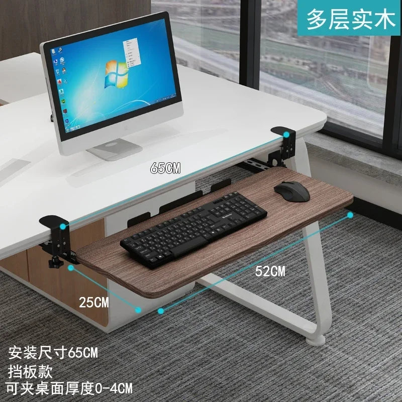 Clamp-On Keyboard Tray Ergonomic Sliding Under Desk Platform Retractable Keyboard Drawer for Computer Desk Office Organizer