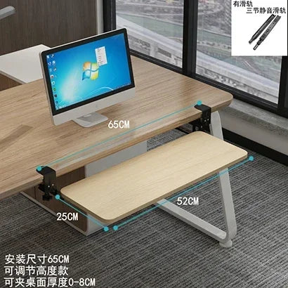 Clamp-On Keyboard Tray Ergonomic Sliding Under Desk Platform Retractable Keyboard Drawer for Computer Desk Office Organizer