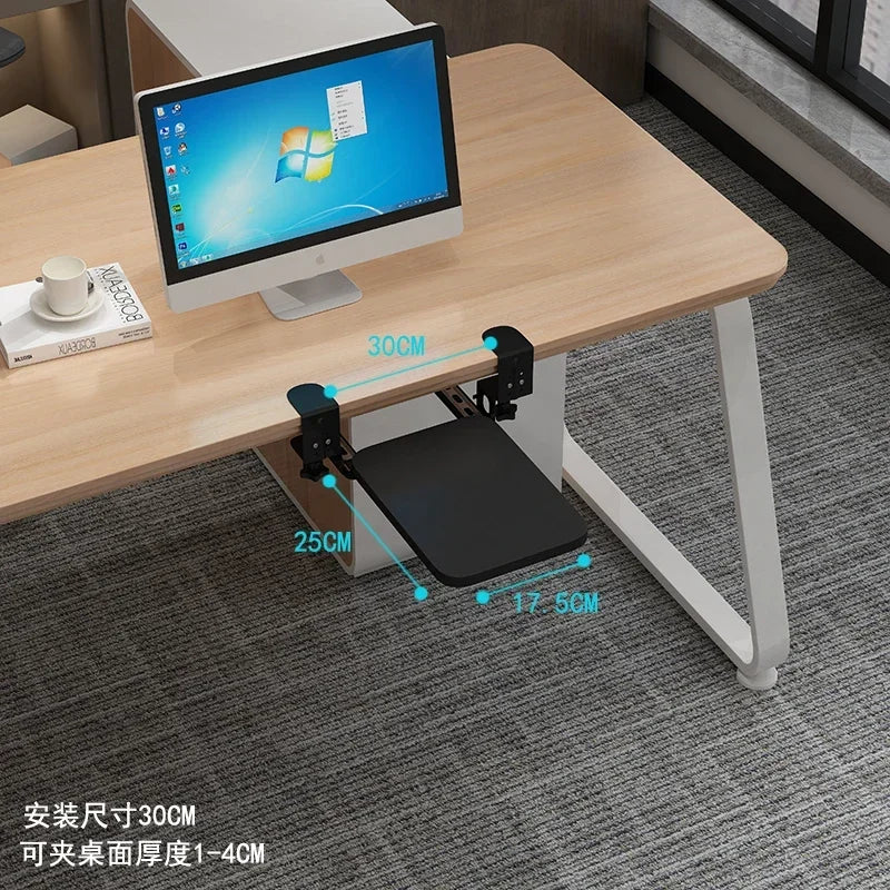 Clamp-On Keyboard Tray Ergonomic Sliding Under Desk Platform Retractable Keyboard Drawer for Computer Desk Office Organizer