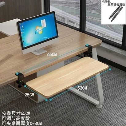 Clamp-On Keyboard Tray Ergonomic Sliding Under Desk Platform Retractable Keyboard Drawer for Computer Desk Office Organizer