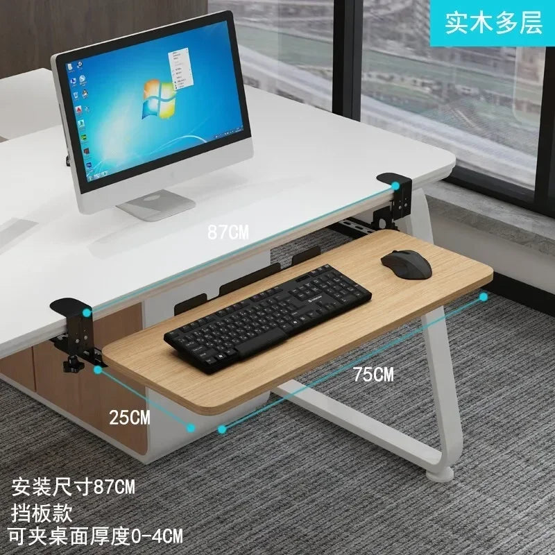 Clamp-On Keyboard Tray Ergonomic Sliding Under Desk Platform Retractable Keyboard Drawer for Computer Desk Office Organizer