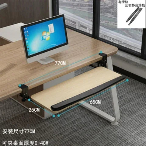 Clamp-On Keyboard Tray Ergonomic Sliding Under Desk Platform Retractable Keyboard Drawer for Computer Desk Office Organizer