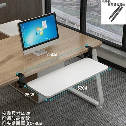 Clamp-On Keyboard Tray Ergonomic Sliding Under Desk Platform Retractable Keyboard Drawer for Computer Desk Office Organizer
