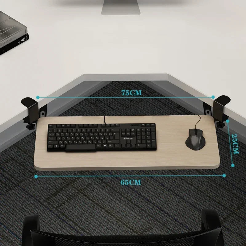 Clamp-On Keyboard Tray Ergonomic Sliding Under Desk Platform Retractable Keyboard Drawer for Computer Desk Office Organizer