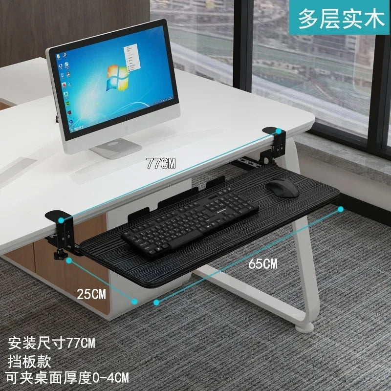 Clamp-On Keyboard Tray Ergonomic Sliding Under Desk Platform Retractable Keyboard Drawer for Computer Desk Office Organizer