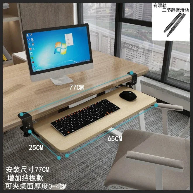 Clamp-On Keyboard Tray Ergonomic Sliding Under Desk Platform Retractable Keyboard Drawer for Computer Desk Office Organizer
