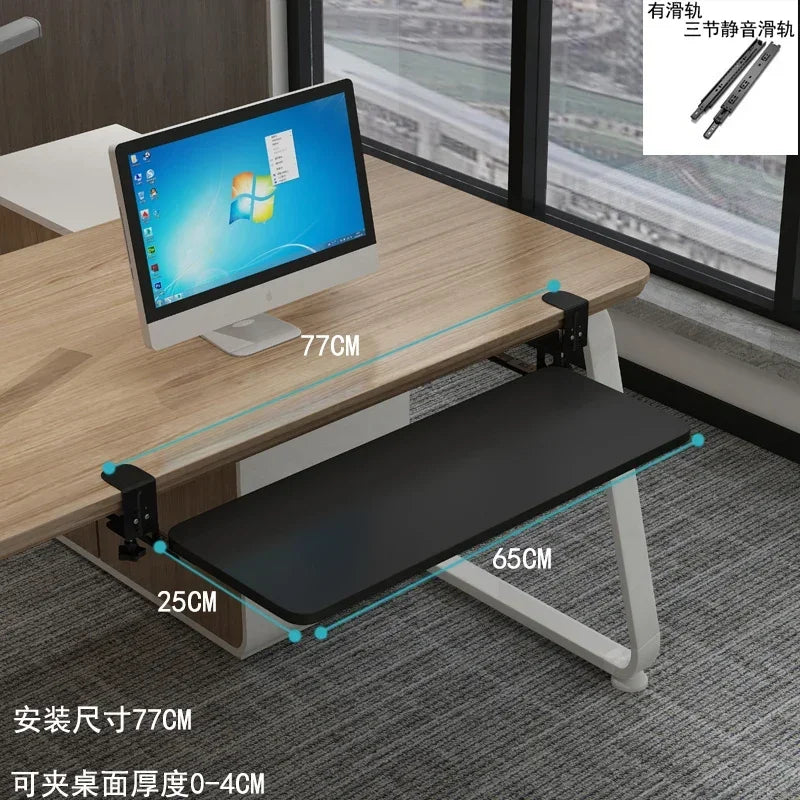 Clamp-On Keyboard Tray Ergonomic Sliding Under Desk Platform Retractable Keyboard Drawer for Computer Desk Office Organizer