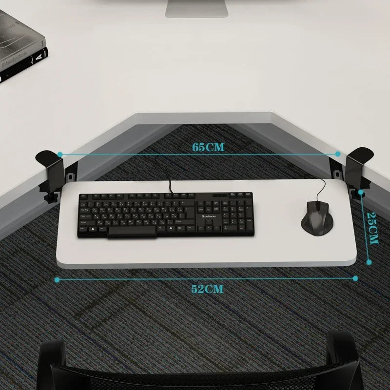 Clamp-On Keyboard Tray Ergonomic Sliding Under Desk Platform Retractable Keyboard Drawer for Computer Desk Office Organizer