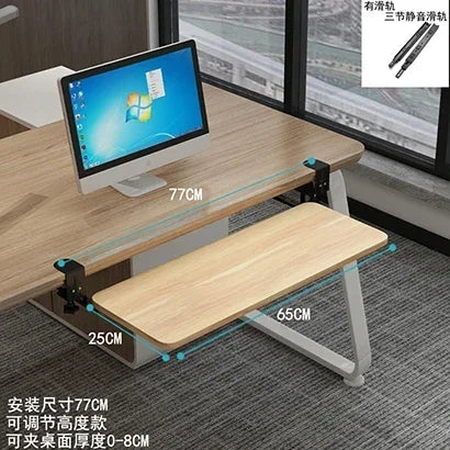 Clamp-On Keyboard Tray Ergonomic Sliding Under Desk Platform Retractable Keyboard Drawer for Computer Desk Office Organizer
