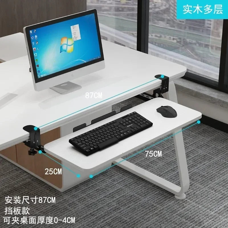 Clamp-On Keyboard Tray Ergonomic Sliding Under Desk Platform Retractable Keyboard Drawer for Computer Desk Office Organizer