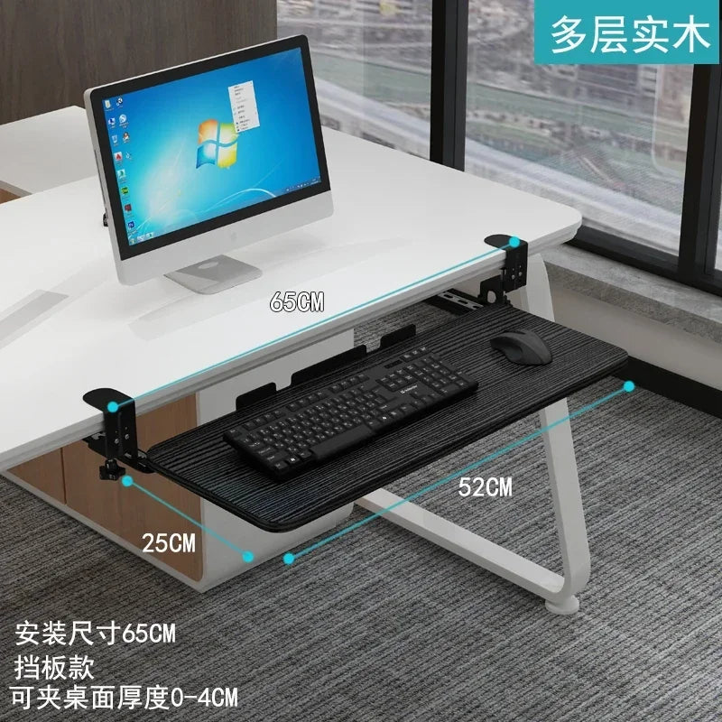 Clamp-On Keyboard Tray Ergonomic Sliding Under Desk Platform Retractable Keyboard Drawer for Computer Desk Office Organizer
