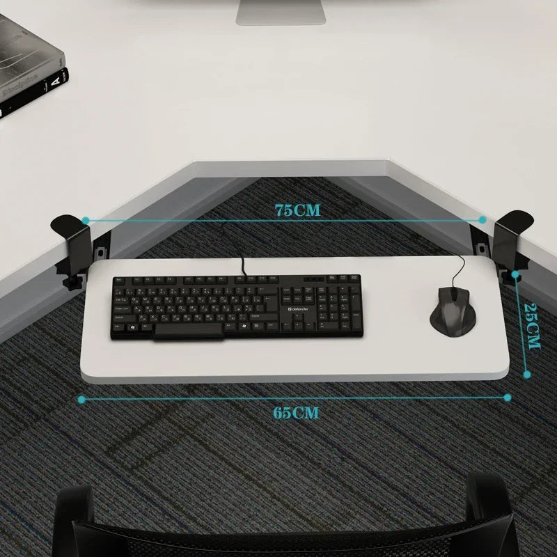 Clamp-On Keyboard Tray Ergonomic Sliding Under Desk Platform Retractable Keyboard Drawer for Computer Desk Office Organizer