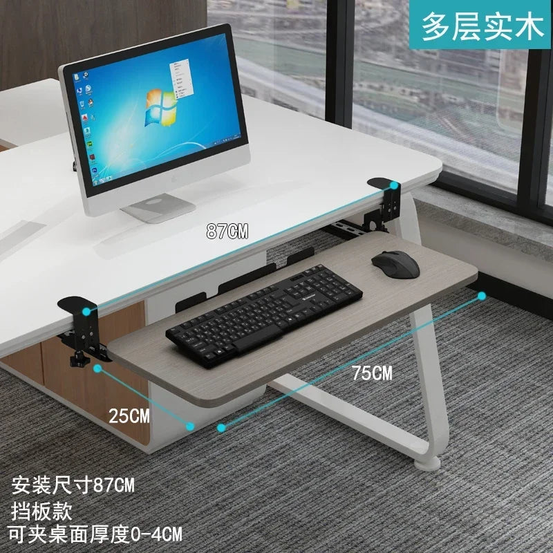 Clamp-On Keyboard Tray Ergonomic Sliding Under Desk Platform Retractable Keyboard Drawer for Computer Desk Office Organizer