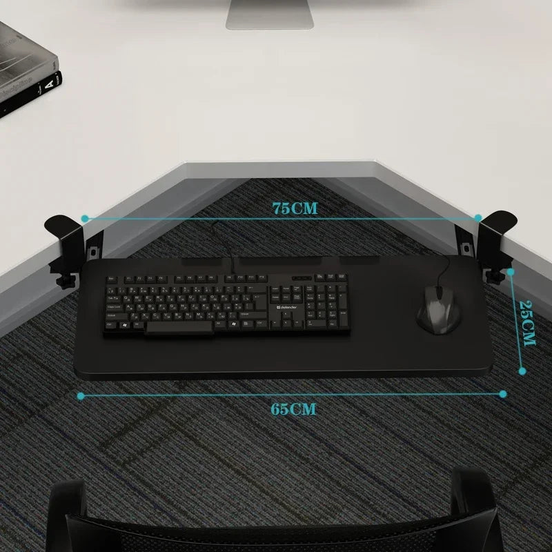 Clamp-On Keyboard Tray Ergonomic Sliding Under Desk Platform Retractable Keyboard Drawer for Computer Desk Office Organizer