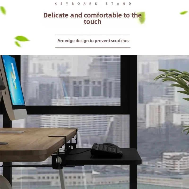 Clamp-On Keyboard Tray Ergonomic Sliding Under Desk Platform Retractable Keyboard Drawer for Computer Desk Office Organizer