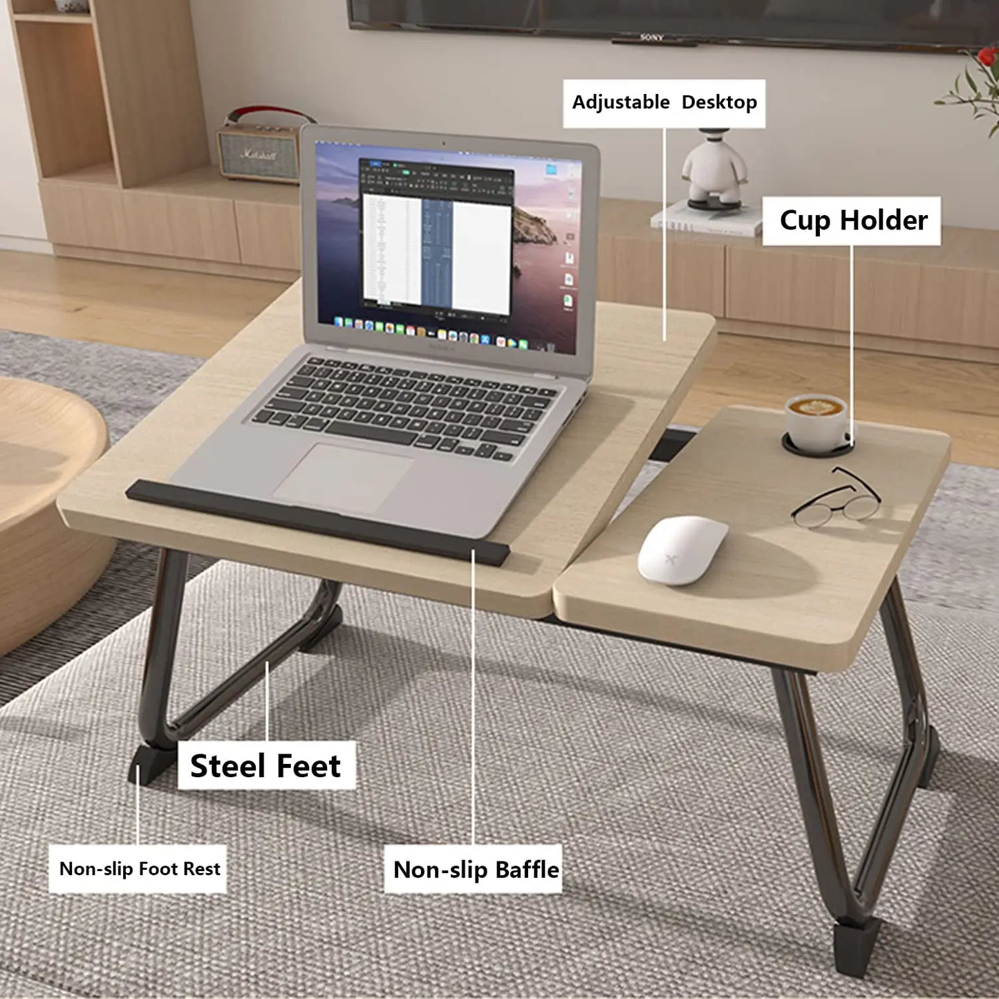 Adjustable Bed Table Computer Desk Foldable Night Table pliante for Home Reading Laptop Computer Desk Dormitory Student Table