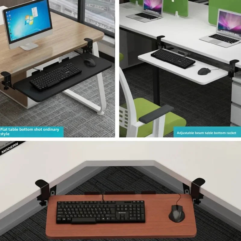 Clamp-On Keyboard Tray Ergonomic Sliding Under Desk Platform Retractable Keyboard Drawer for Computer Desk Office Organizer